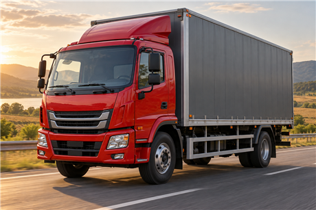 A commercial transport truck